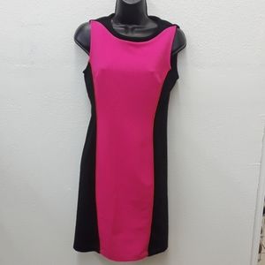 Hot Pink and Black Dress with Orange Trim Size S